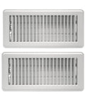 Heavy Duty Floor Vent Covers 4x12 Inches Pack of 2 White Metal Walkable Floor Registers With Adjustable Airflow Lever Reinforced Construction Classic Louvers Decorative Look Easy Install Lifetime Warranty, top view