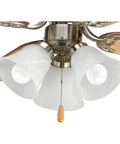 Three Light Ceiling Fan Light Kit In Brushed Nickel With Alabaster Glass Shades, Quick Connect Wiring And Easy Clip Glass Attachment