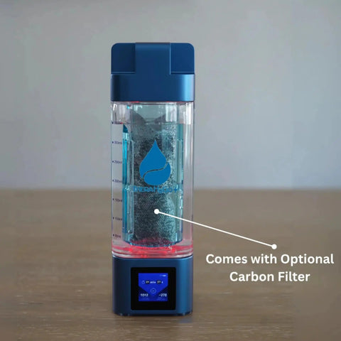 High-Concentration Hydrogen Water Bottle With Platinum-Coated Electrodes And PEM SPE Hydrogen Tech, includes carbon filter