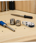 Stainless Steel Pulley Block Set For Kayak And Sailboat Ropes, 4 Pack Heavy Duty Pulleys With Bearing Wheels on workbench