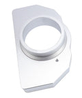 Silver component of durable aluminum racing wheel stand with seat rail support for precise control and stable installation.
