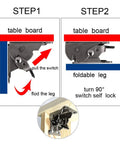Premium Heavy Duty Folding Brackets 2 Pack Spring Locked Extending Hinges For Workbench Table Support installation steps with foldable leg.