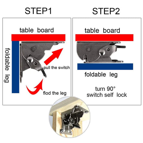 Heavy Duty Rock Solid Foldable Brackets Featuring Self Locking Hinges And Bulky Steel Extensions For Fixing Wobbly Table And Bed Legs On Any Workbench Including Screws Pack Of Four step-by-step installation guide