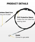 Stainless steel core go-cart throttle cable kit with PVC sleeve and eyelet, 75 inch for Predator 212cc, 196cc engines.
