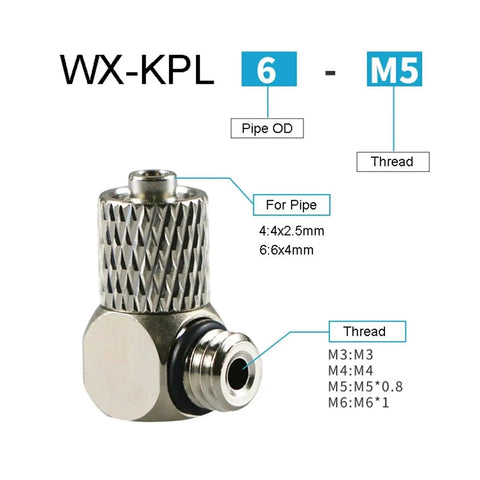 Heavy Duty Brass Pneumatic Quick Connectors Fit M3 To M6 Threads And 3mm 6mm Air Tubing offering a detailed view of the connector design.