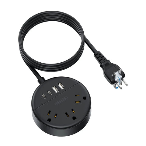 2 Prong To 3 Prong Outlet Adapter Power Strip With 180 Degree Rotating Plug Wall Mountable 1875W 5 Feet Extension Cord