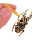 Two Piece Brass Beetle Drawer Knob Set For Dressers And Cabinets Cool Bug Cabinet Pulls with screw detail