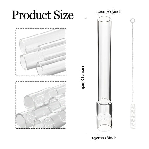 Glass Tube Stem Set Four Pcs Straight 110mm Downstems For Water Pipe And Lab Use size chart with cleaning brush