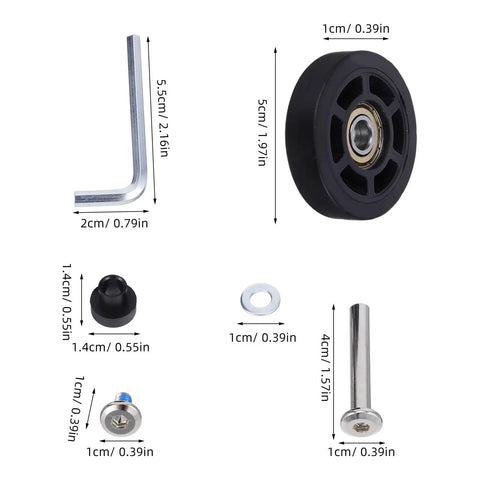 4 Pack Black Luggage Wheels Replacement Set With Silent Operation And Smooth 360 Degree Rotation Easy Install For Suitcases Travel Boxes Quiet Durable Noiseless Rolling, 5cm wheel