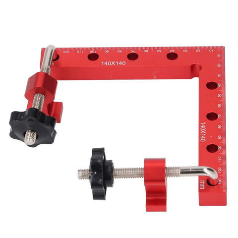 Nail The Square Every Time Heavy Duty 90 Degree Woodworking Corner Clamp 140X140mm, red aluminum, used for precise cabinet alignment.