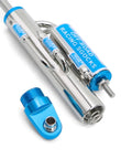 Close-up of Blue 125mm Dope Simulated Negative Pressure Damper Shock Absorber For RC Crawler, CNC aluminum, 105mm stroke, 2Pcs, precise tuning