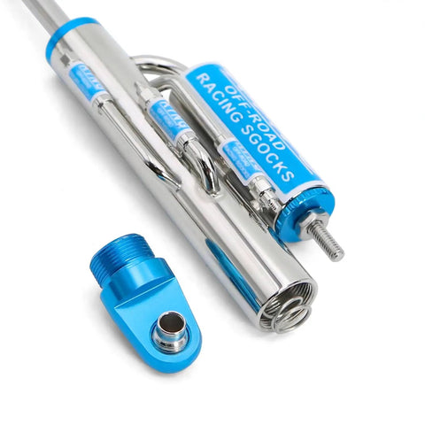 Close-up of Blue 125mm Dope Simulated Negative Pressure Damper Shock Absorber For RC Crawler, CNC aluminum, 105mm stroke, 2Pcs, precise tuning