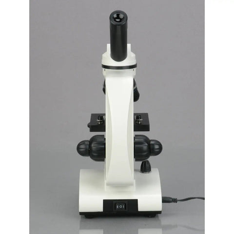 Front view of Cordless Compound Monocular Microscope With 10x And 25x Widefield Eyepieces, 40x-1000x Magnification, Dual LED Illumination