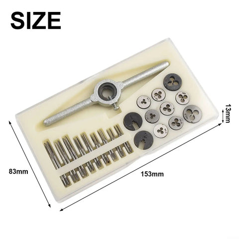 31Pcs HSS Tap And Die Set For Precision Metric Threads M1 To M2.5 Compact Handy Tool Kit For Model Making Watchmaking And Engineering Easy Carry For On The Go Thread Repair, 153mm case