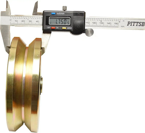 Heavy Duty 6 Inch V Groove Wheels With Double Bearing For Vinyl Aluminum Sliding Gate 6000 Lb Roller Gold Finish measuring caliper