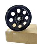 Heavy Duty Serpentine Drive Belt Idler Pulley 23770AA060 for Subaru Outback on a box, showing sealed bearings and groove design.