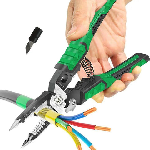 Needle Nose Pliers Electrician Pliers All In One 9 In One Wire Stripper Cutter Crimping Tool cutting colorful wires