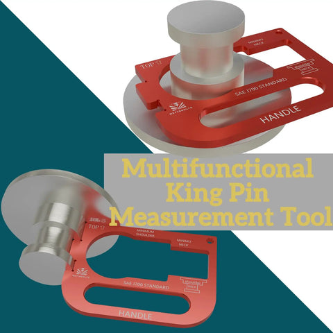 Fifth Wheel King Pin Gauge With Handle, Easy To Use King Pin Wear Check Tool For SAE J700 Compliance, Measures Neck And Shoulder Fit On A 2 Inch King Pin, Durable And Compact, red anodized aluminum