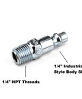 Industrial Style Air Quick Connect Plugs Nipples In Heat Treated Steel One Quarter Inch Male NPT 25 Pack For Air Tools
