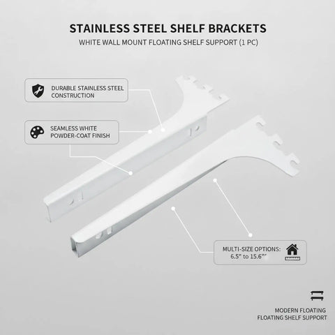 White Stainless Steel Shelf Brackets For Wall Mounting Floating Shelf Support Built Tough And Easy To Install 1 Pack
