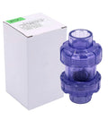 3/4 in UPVC true-union swing check valve, blue, socket ends (front view)
