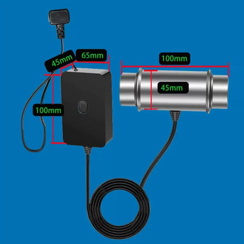 Heavy Duty Portable Ultrasonic Cleaner With 40Khz Transducer and Rustproof Stainless Probe showing dimensions of machine components.