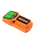 No Sweat Five In One Wall Stud Finder And Heavy Duty Metal Detector With Slick Wiring Cable Scanner And Ac Dc Live Wire Sensor That Handles Every Nitty Gritty Diy Project Like A Total Pro, orange handheld tool with green display.