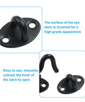 Heavy Duty 2 Inch Hook And Eye Latch In Matte Black Stainless Steel For Outdoor Gates And Barn Doors Rust Resistant Privacy Hardware That Keeps Your Place Locked Up Tight With Screws, close-up view of the brushed surface.