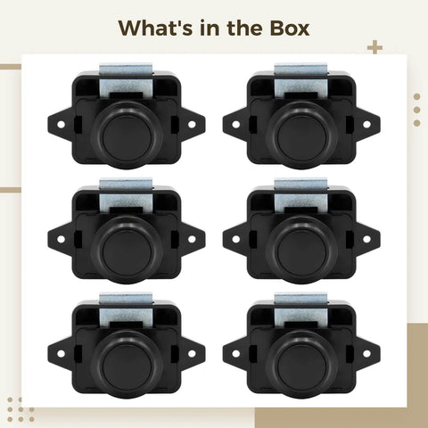 Six Pack Push Button Cabinet Locks For RV And Boat Zinc Alloy Bolts Marine Grade Push To Close Latches Hardware