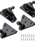 Heavy Duty 10mm Ball Stud Mounting Brackets For Gas Struts 4 Piece Galvanized Steel Kit With 16 Screws, black steel brackets with ball studs.