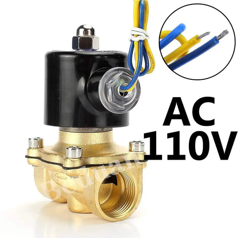 Brass Electric Solenoid Valve 1/2 Inch NPT 110V Normally Closed For Water Oil Gas Air With Copper Coil Durable Brass Body
