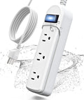 Outdoor Weatherproof Power Strip With 3 Outlets And 9.2 Ft Extension Cord Surge Protector With 1875W Overload Protection