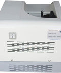 Heavy Duty Money Counter With Quiet Vacuum Suction And Large Lcd Screen Auto Fake Bill Detector Smooth Cash Counting For Small Business Multi Currency No Drama Review Mode Included, side view showing control panel.