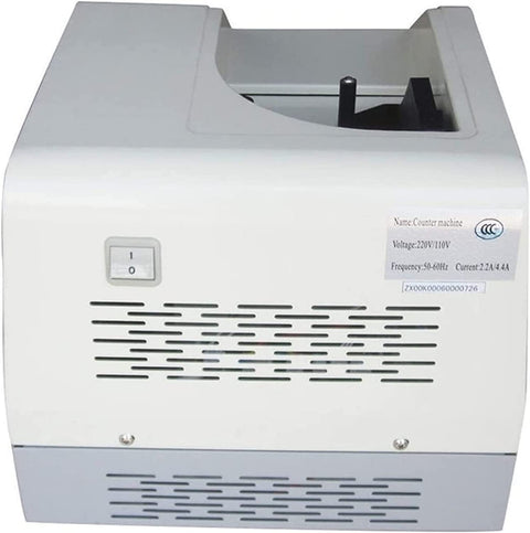 Heavy Duty Money Counter With Quiet Vacuum Suction And Large Lcd Screen Auto Fake Bill Detector Smooth Cash Counting For Small Business Multi Currency No Drama Review Mode Included, side view showing control panel.