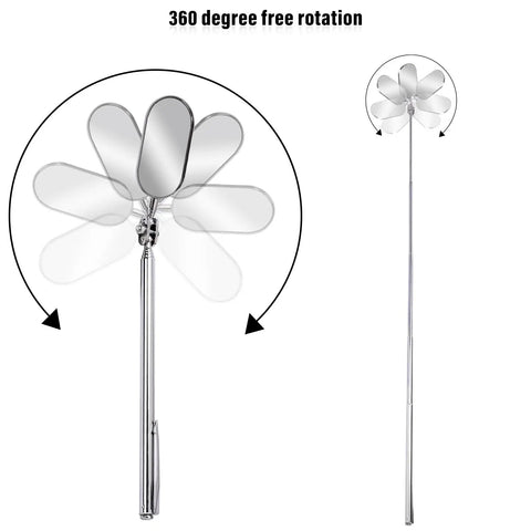Telescoping Car Inspection Mirror Kit 2 Pack Stainless Steel Flexible Retractable Extension Mirror For Auto Maintenance And Tight Spaces Extends From 8 Inches To 24 Inches For Checking Vehicle Details In Tight Spots Pro Grade Reach, 360-degree rotation