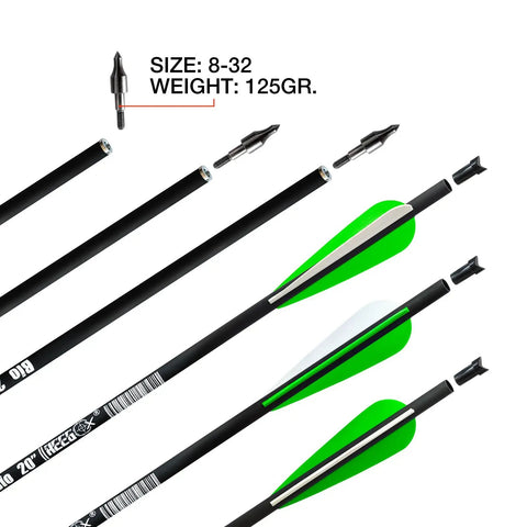 20 Inch Carbon Crossbow Bolts With 4 Inch Vanes Pack Of 12 Pro Grade Precision for hunting and target practice, showing bolt tips