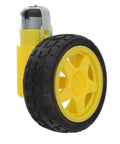 Electric Motor And Plastic Tire Wheel Set For RC Cars And Trucks, Easy Assembly Axles For Robot Car Builds, Yellow Tire