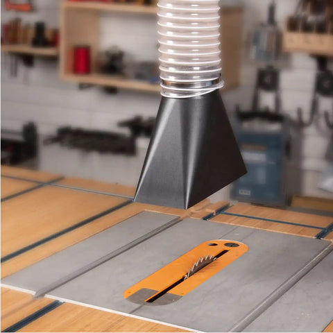 A Darn Nice Rectangular Dust Hood Packing No Sweat Four Inch Tapered Collar And Broad Ten Inch Baffle Plate for workshop dust collection.