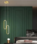 UIOLCFF Classic Modern Simple Gold Aluminum Pendant Light LED 18W Three Color Dimmable Hanging Lamp Bedroom Living Room over bed.