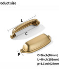 Champagne Bronze Cup Pulls 3 Inch Center To Center 10 Pack zinc alloy handles with size dimensions for kitchen and bathroom hardware