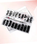 Miniature Screw Set With Countersunk Flat Head Screws In Transparent Storage Box for glasses and watches repair projects.