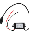 12V To 5V USB Buck Converter Module For Cars, 3A Regulator Power Adapter with USB Output, black and red wires visible
