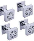 Brass Shower Body Spray Jets Kit With Two Function Massage, Side Wall Mounted Square Sprayer Head, NPT One Half Inch Chrome Finish