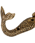 Mermaid Shaped Metal Wall Hooks Set Of 2, Beachy Coastal Decor Wall Mounted Coat Racks For Keys Towels Clothes Scarves And Bags, Antique Aqua Finish Now