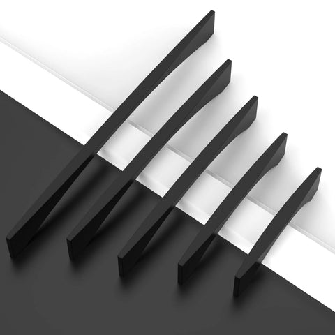 Matte Black Cabinet Pulls 5 Inch Center To Center 128MM 10 Pack Durable Kitchen Cupboard Handles arranged in a row