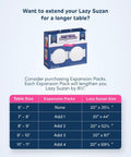 Expandable Lazy Susan Turntable For Rectangular Dining Tables Smooth Serving Tray with Expansion Pack size options.