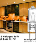 35W Halogen G8 Bi Pin Under Cabinet Puck Lights 2700K Warm White 360 Degree Beam shown in kitchen setting