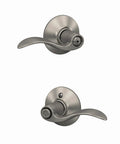 Accent Door Lever Privacy Lock For Bedroom And Bathroom Satin Nickel Finish No Brainer Install Push Button Privacy Lock With Inside Unlock And External Emergency Pin Key For Safe Simple Locking