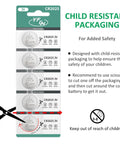Rock Solid CR2025 Battery 3V Lithium Coin Cell Pack 10 Count with child-resistant packaging for safe use.