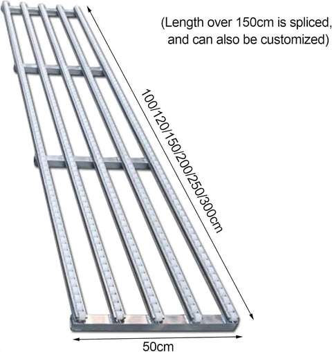 Light Duty Conveyor System With Industrial Grade Rollers For Warehouses And Workshops, ABS Plastic Rollers On Steel Frame, 50 cm wide, silver finish